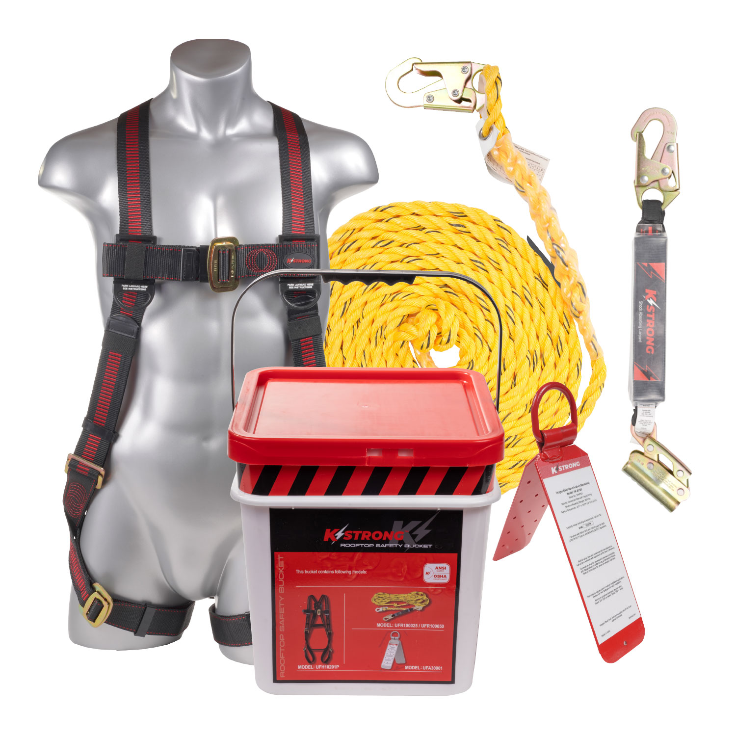 KStrong 50' Roofers Fall Protection Kit UFB101050