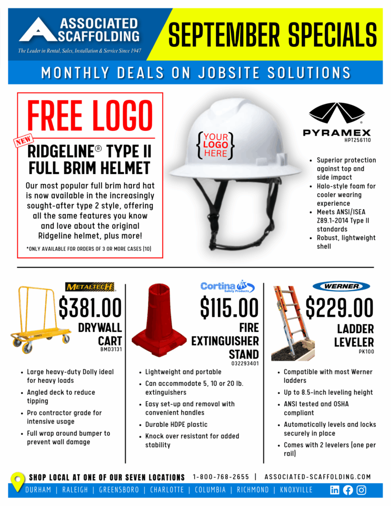 type 2 logo, drywall cart, extinguisher stand, ladder leveler