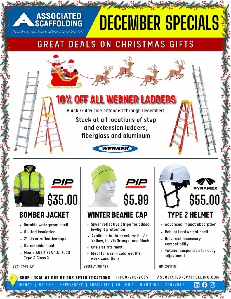 Christmas gifts, ladder sale, winter safety jacket, beanie, type 2 helmet