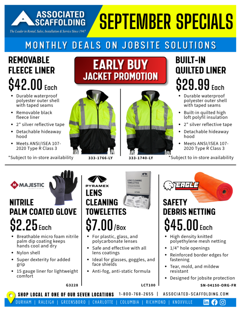 safety jackets, work gloves, lens cleaner, netting